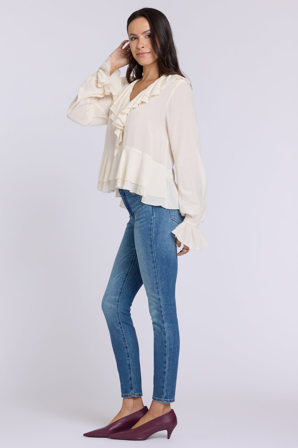NYDJ Ruffle Blouse  - Ivory