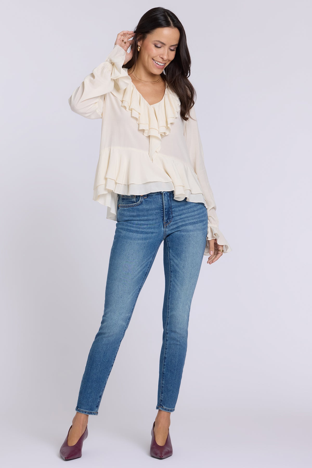 NYDJ Ruffle Blouse  - Ivory
