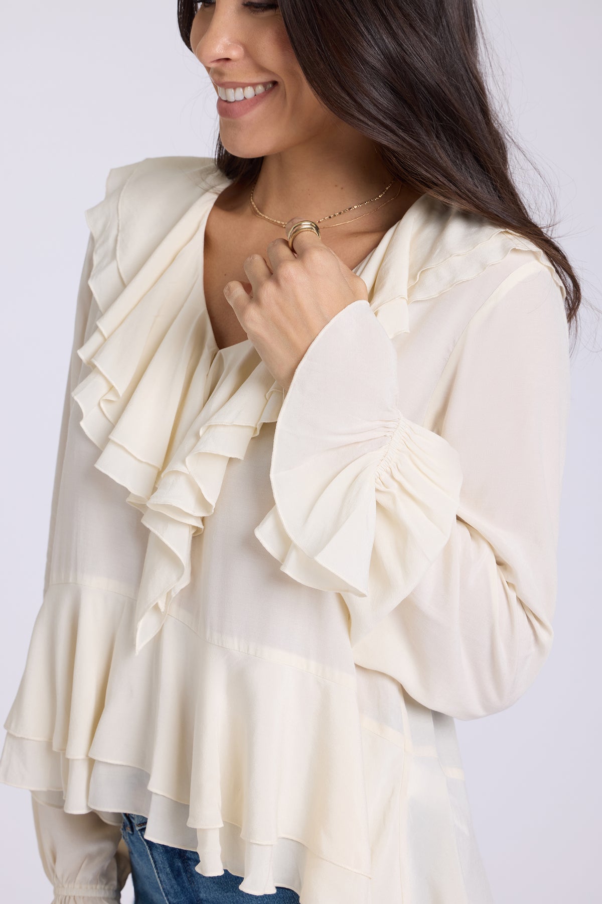NYDJ Ruffle Blouse  - Ivory