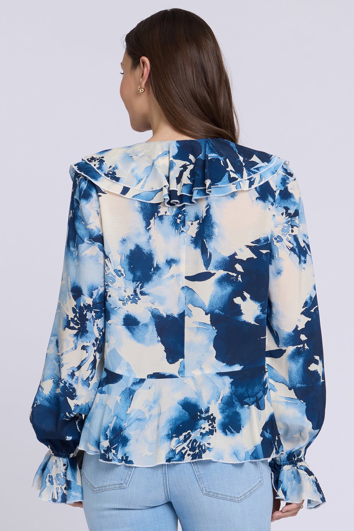 NYDJ Ruffle Blouse  - Lily Garden Indigo