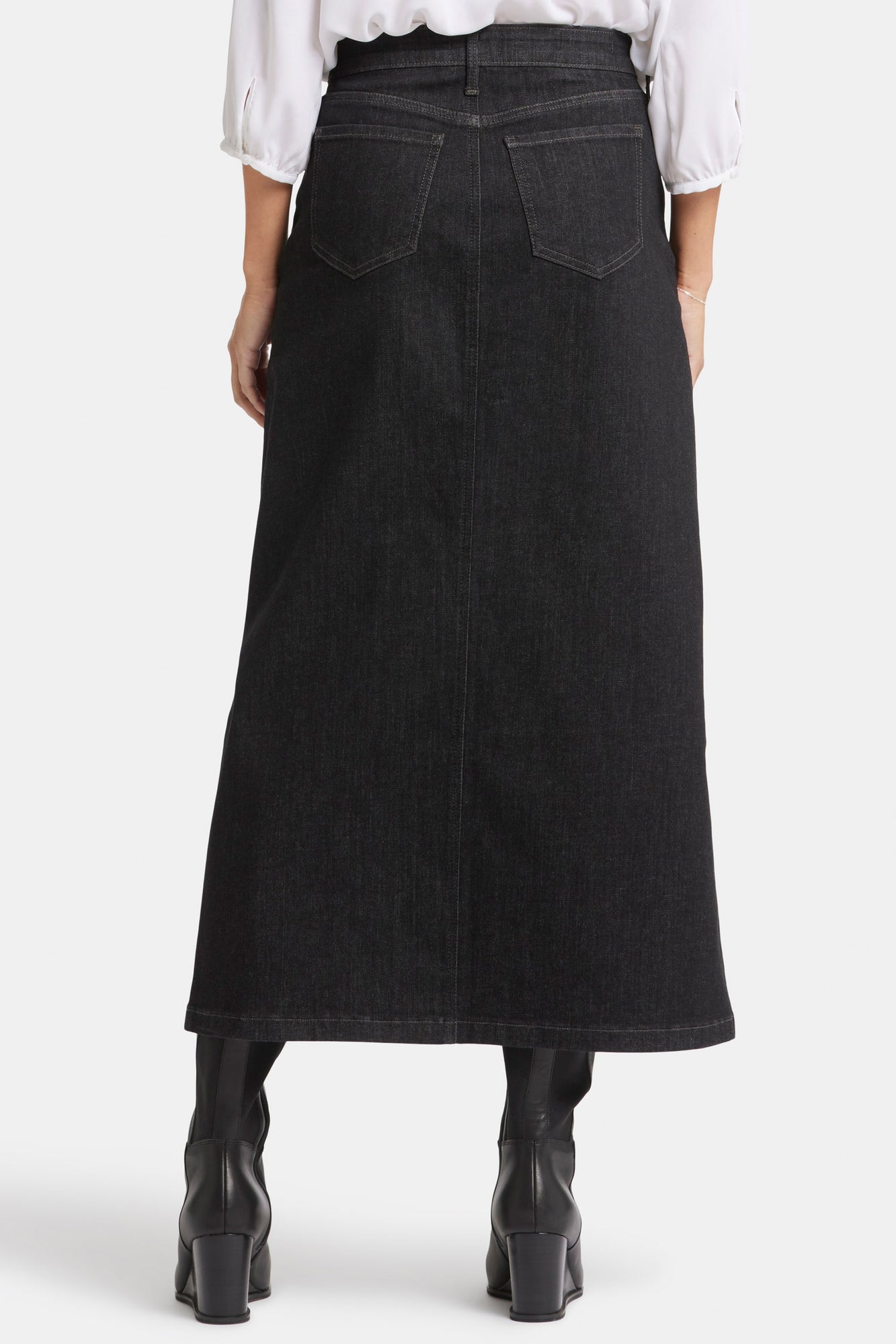High Rise Long Skirt With Center Front Slit - Eternity Black | NYDJ