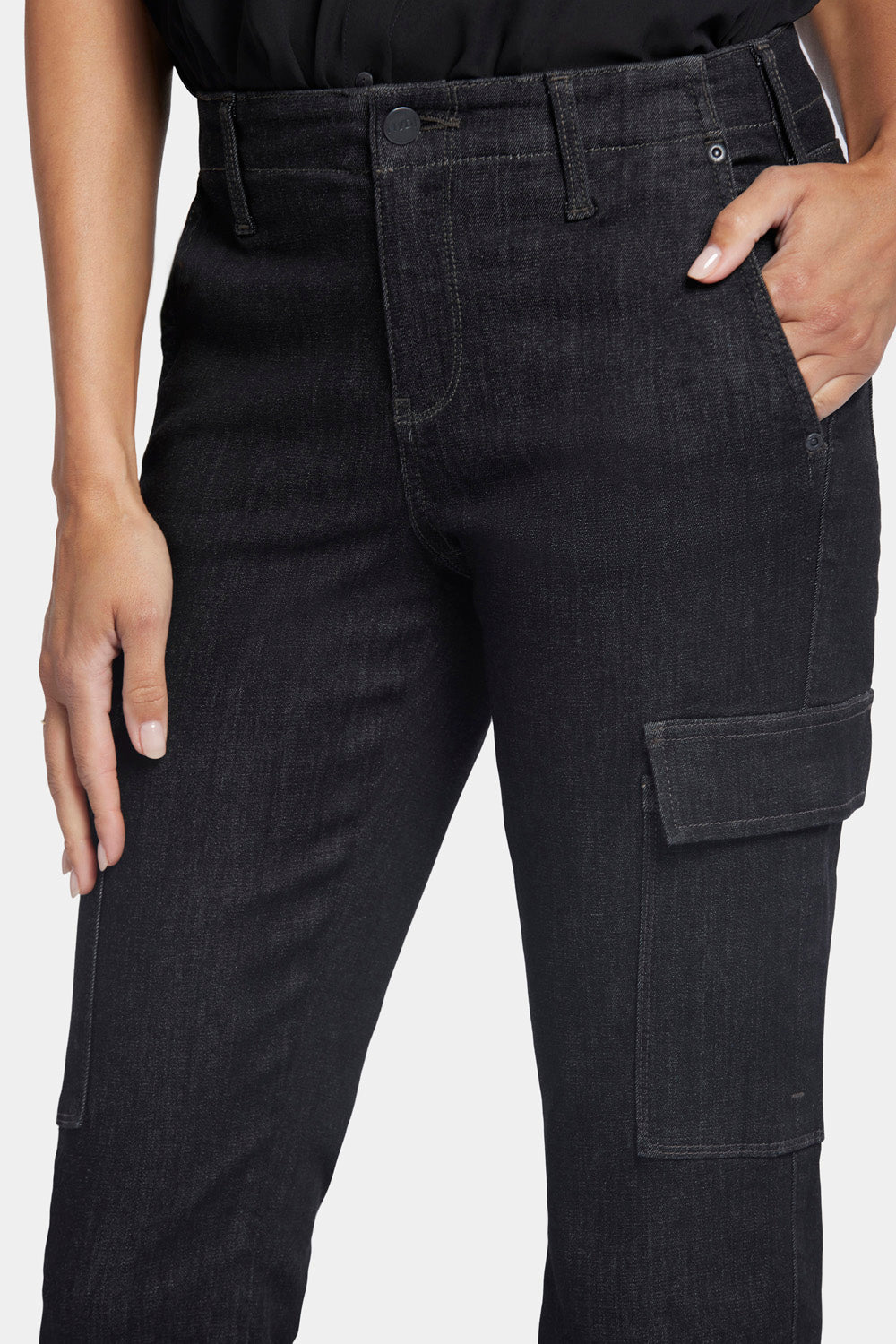 NYDJ Sheri Slim Jeans With Cargo Pockets - Garden Ranch