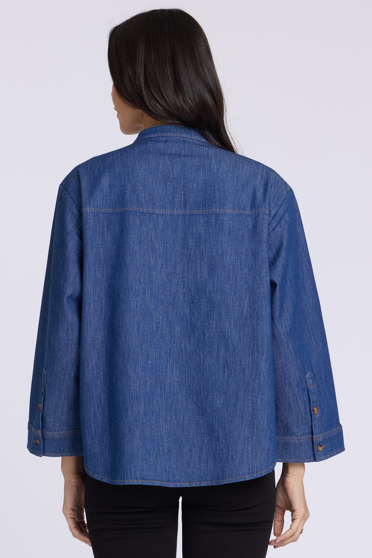 NYDJ Maggie Oversize Blouse In Chambray - Blue Bayou