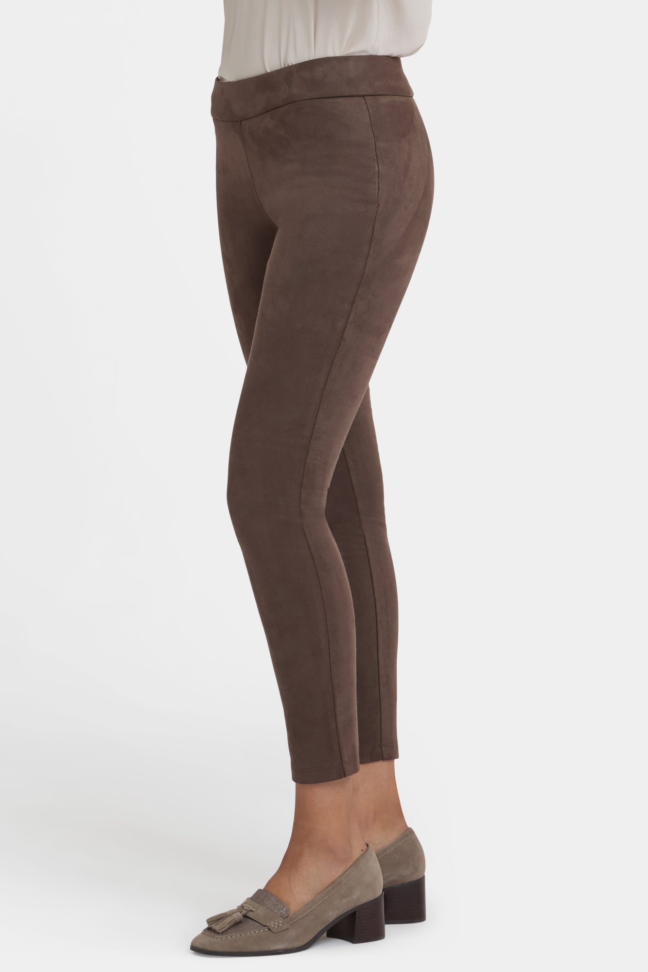 NYDJ Basic Legging Pants In Stretch Faux Suede - Coffee Bean