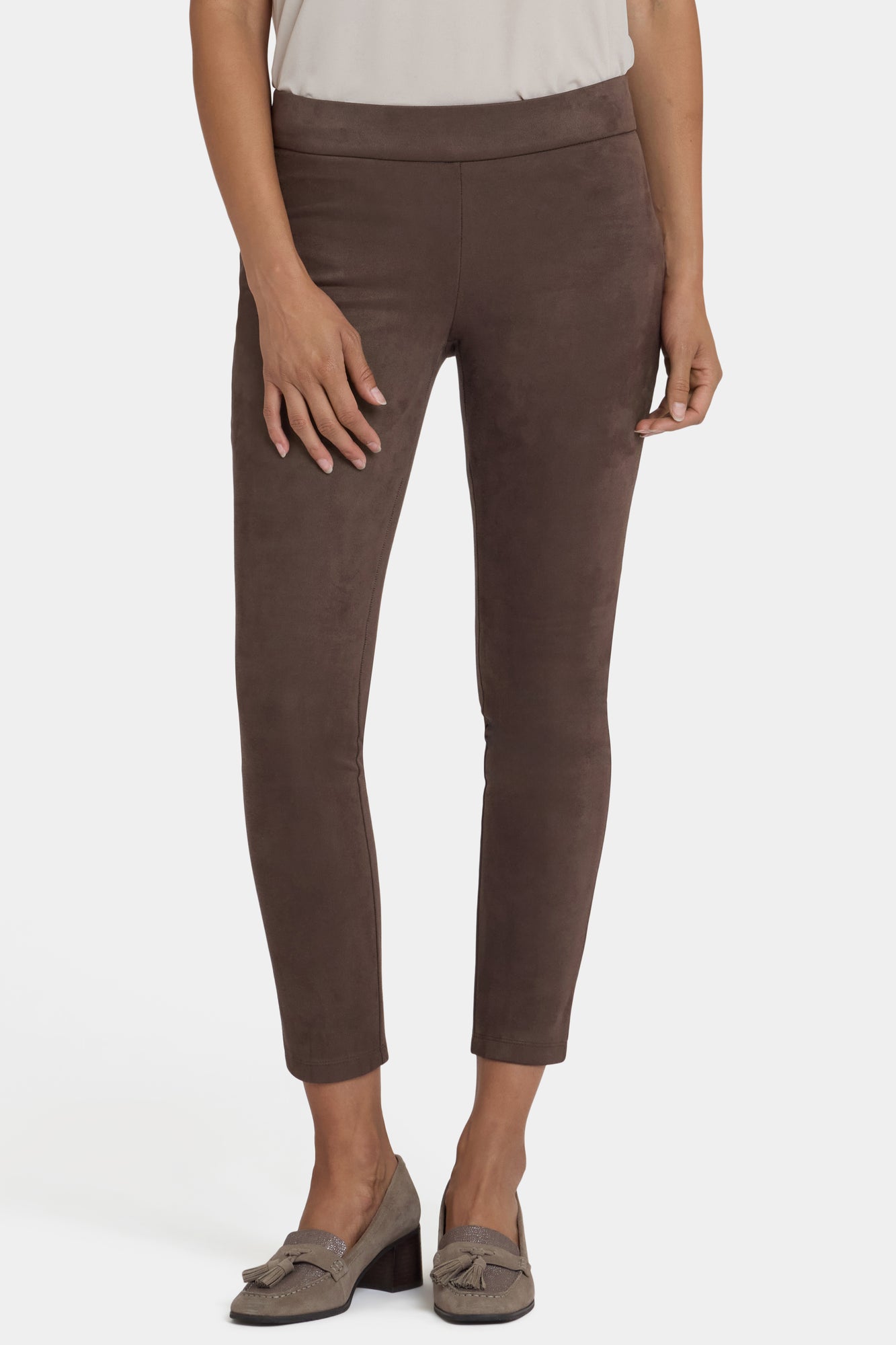 NYDJ Basic Legging Pants In Stretch Faux Suede - Coffee Bean