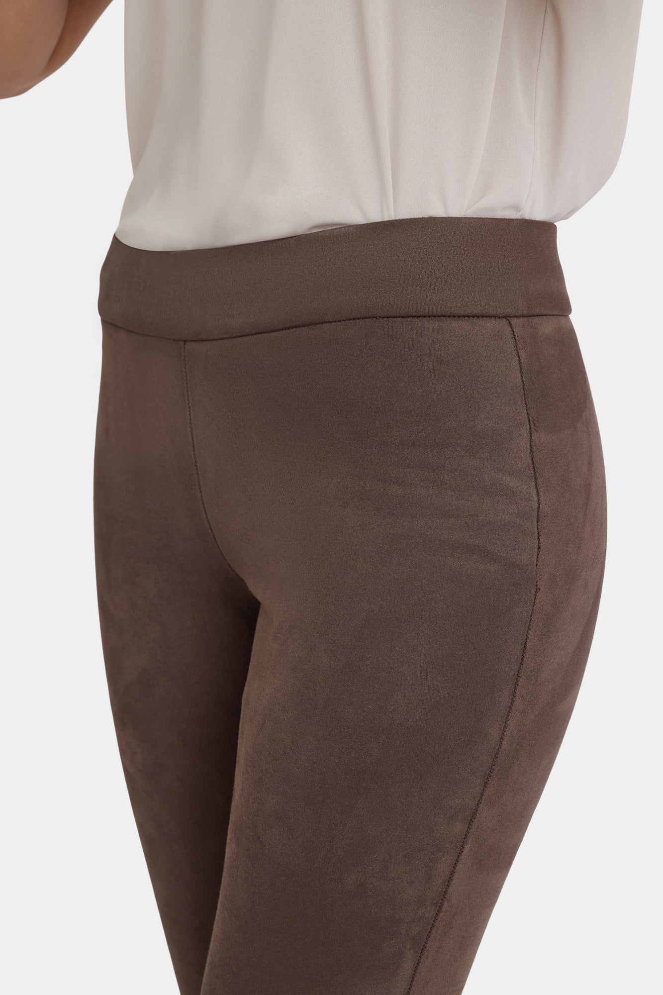 NYDJ Basic Legging Pants In Stretch Faux Suede - Coffee Bean