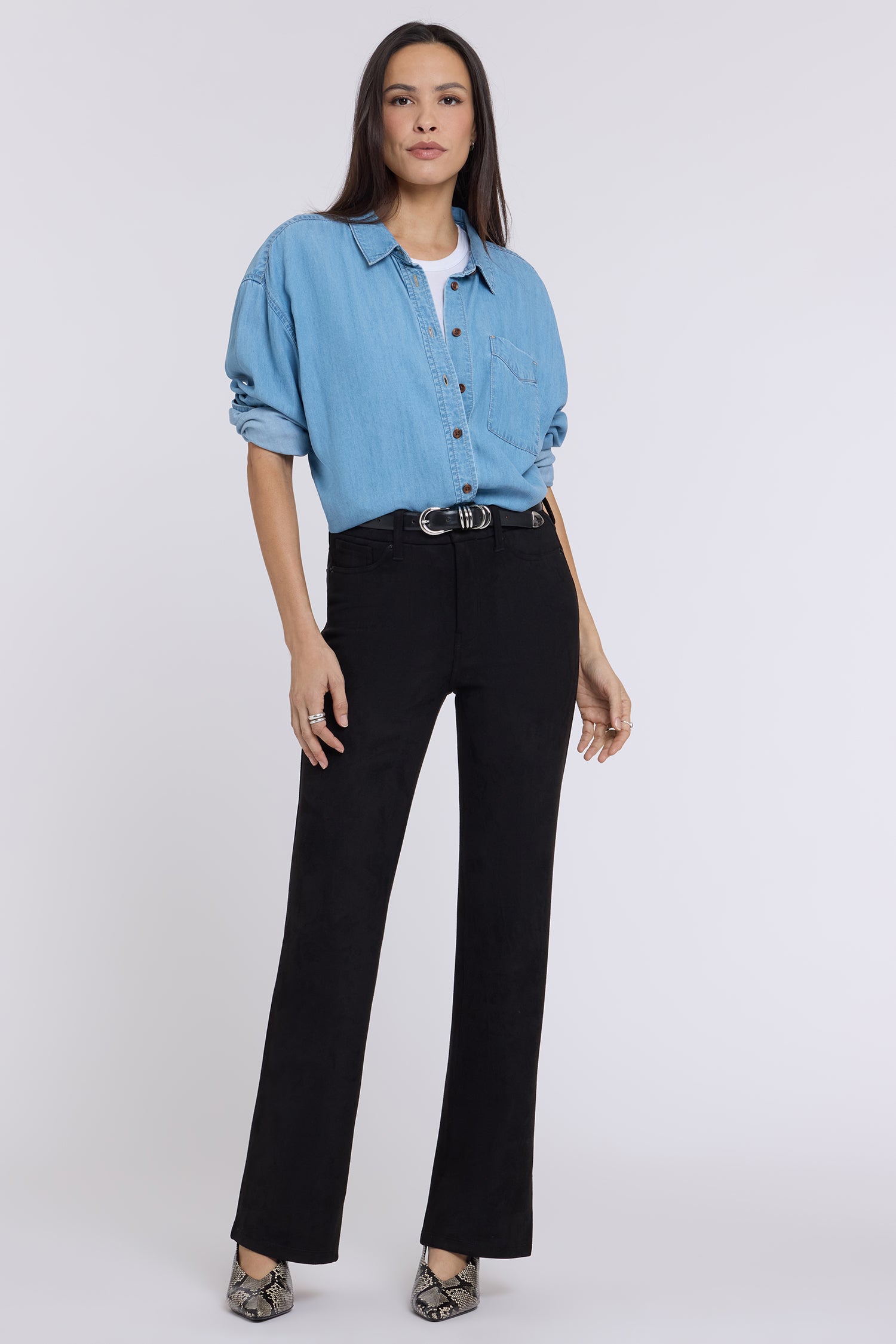 NYDJ Faux Suede Brooklyn Bootcut Pants Sculpt-Her™ Collection - Black