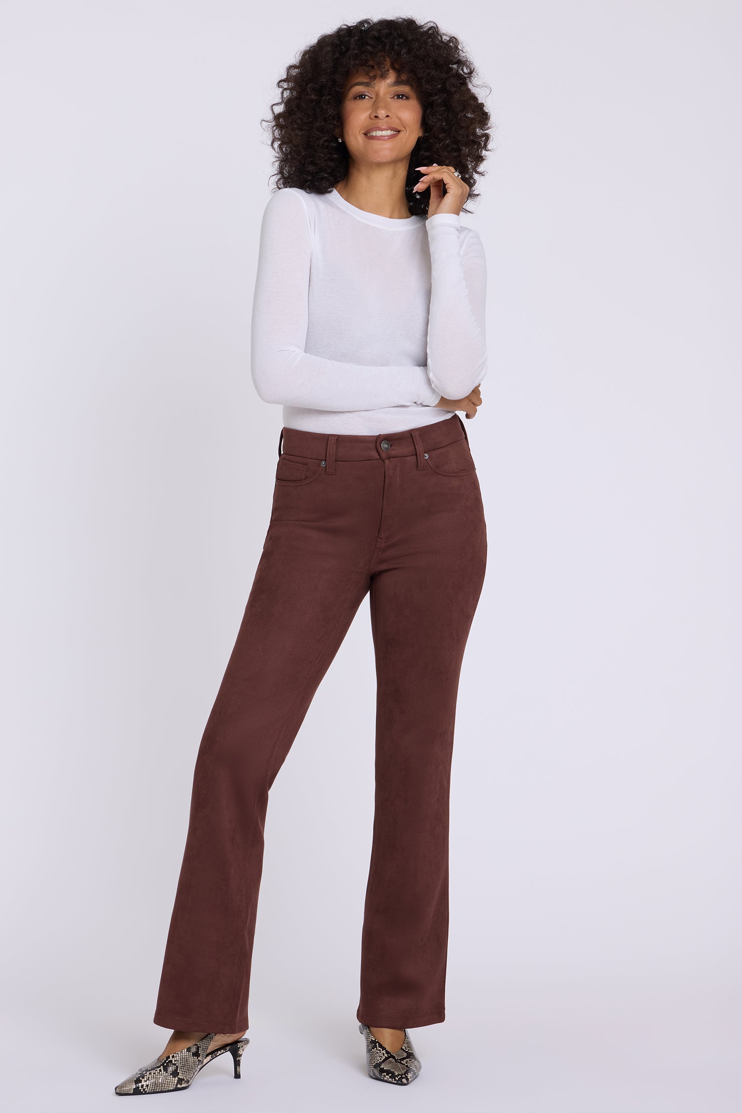 NYDJ Faux Suede Brooklyn Bootcut Pants Sculpt-Her™ Collection - Chocolate Fondant