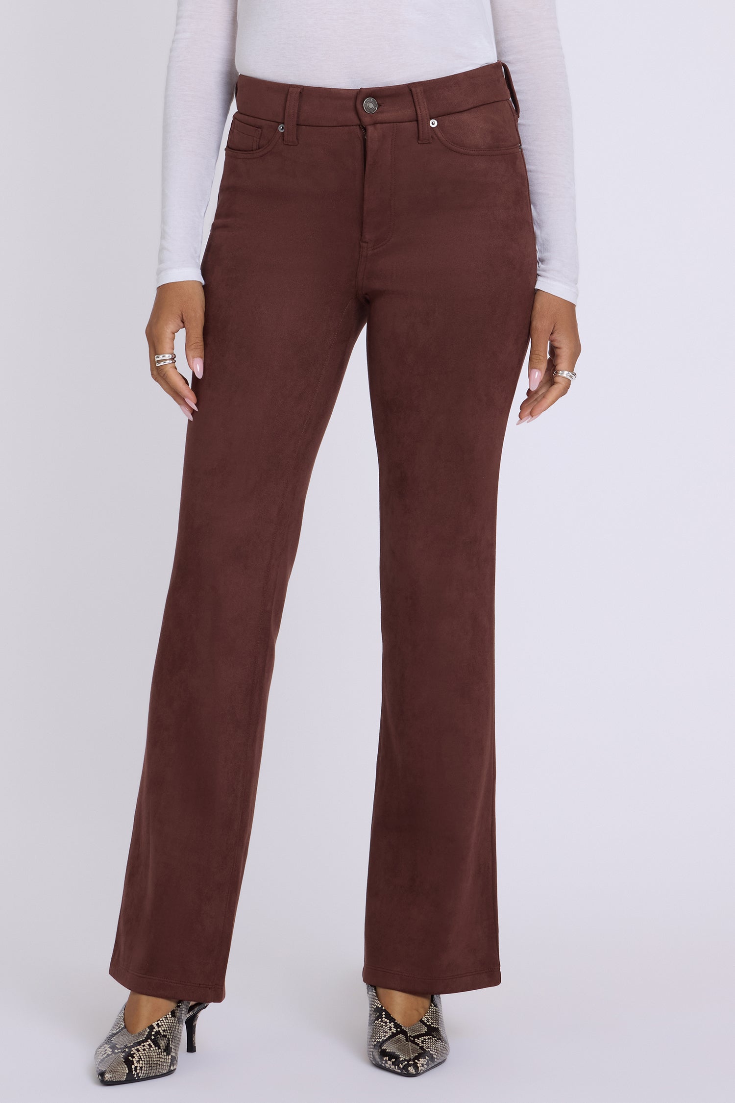 NYDJ Faux Suede Brooklyn Bootcut Pants Sculpt-Her™ Collection - Chocolate Fondant