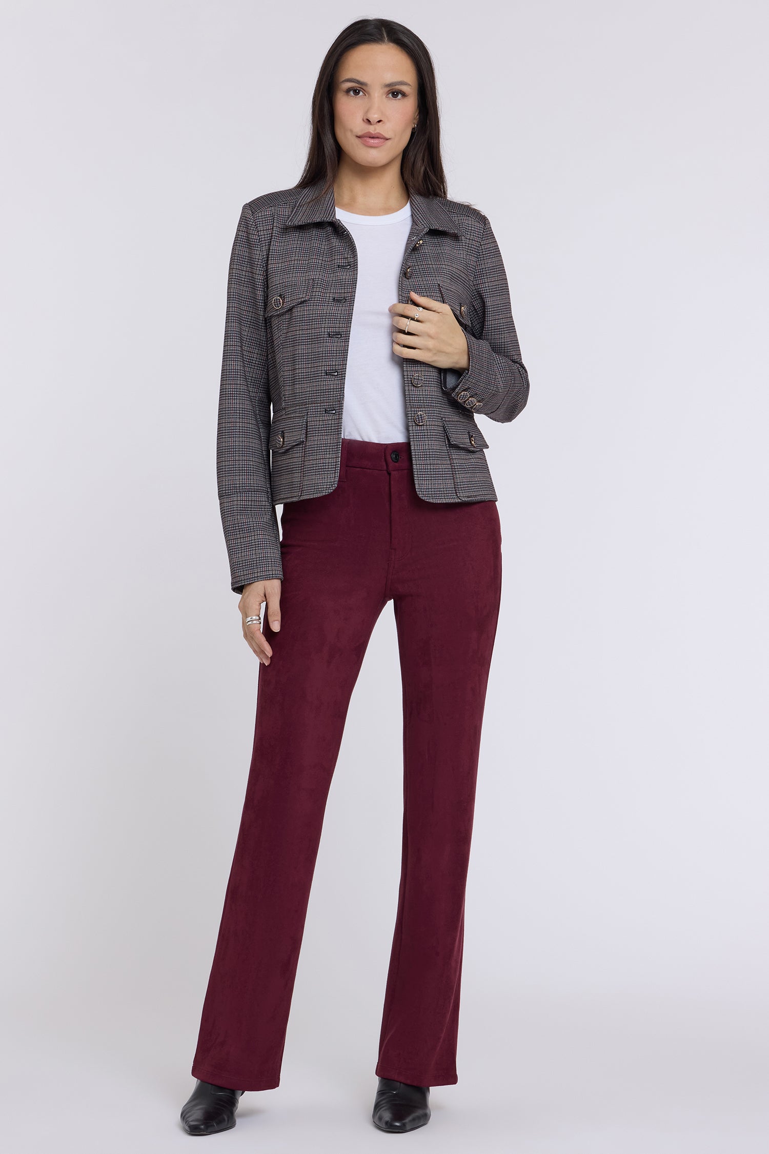 NYDJ Faux Suede Brooklyn Bootcut Pants Sculpt-Her™ Collection - True Burgundy