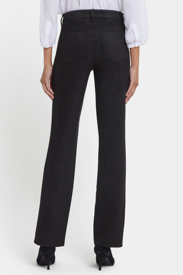 NYDJ Marilyn Straight Pants In Stretch Faux Suede - Black