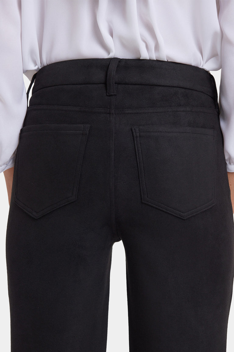NYDJ Marilyn Straight Pants In Stretch Faux Suede - Black