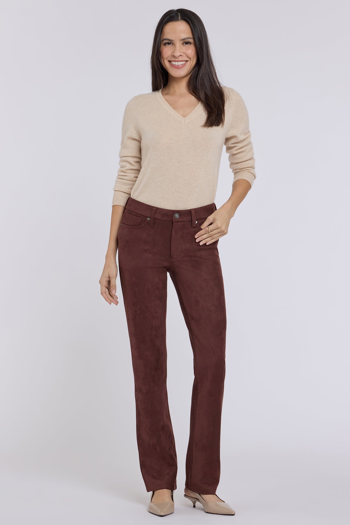 NYDJ Faux Suede Marilyn Straight Pants Sculpt-Her™ Collection - Chocolate Fondant