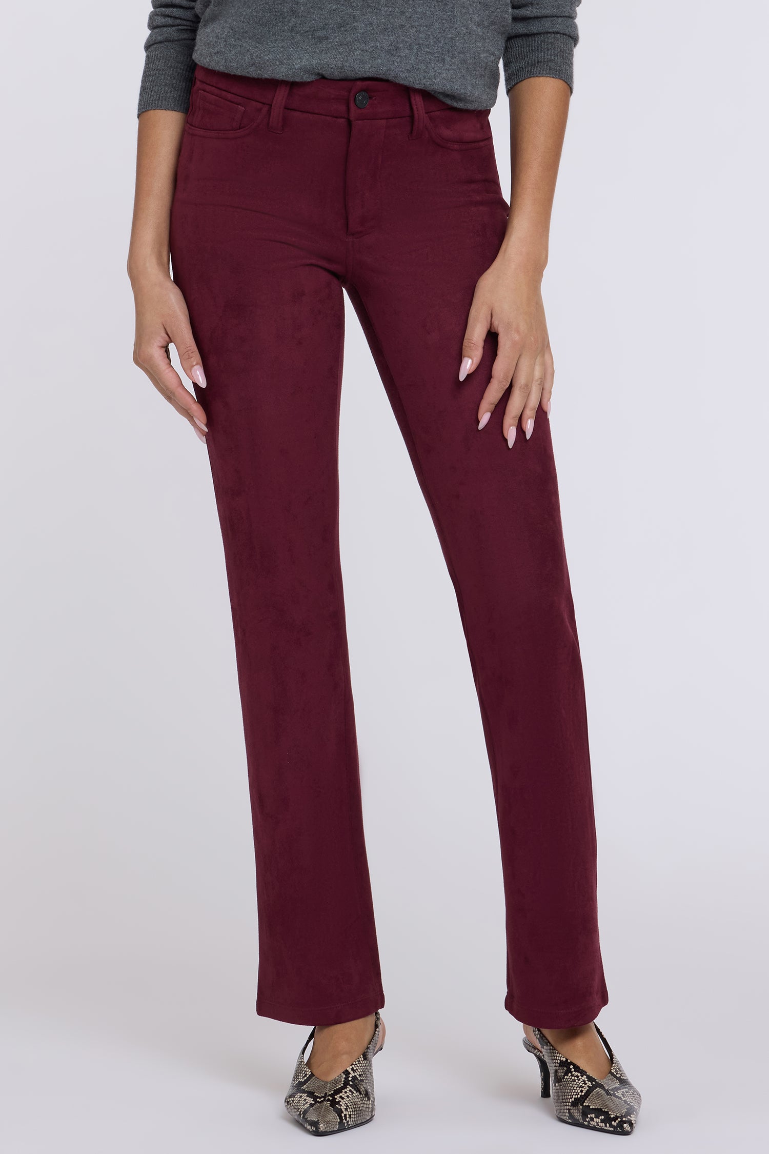 NYDJ Faux Suede Marilyn Straight Pants Sculpt-Her™ Collection - True Burgundy