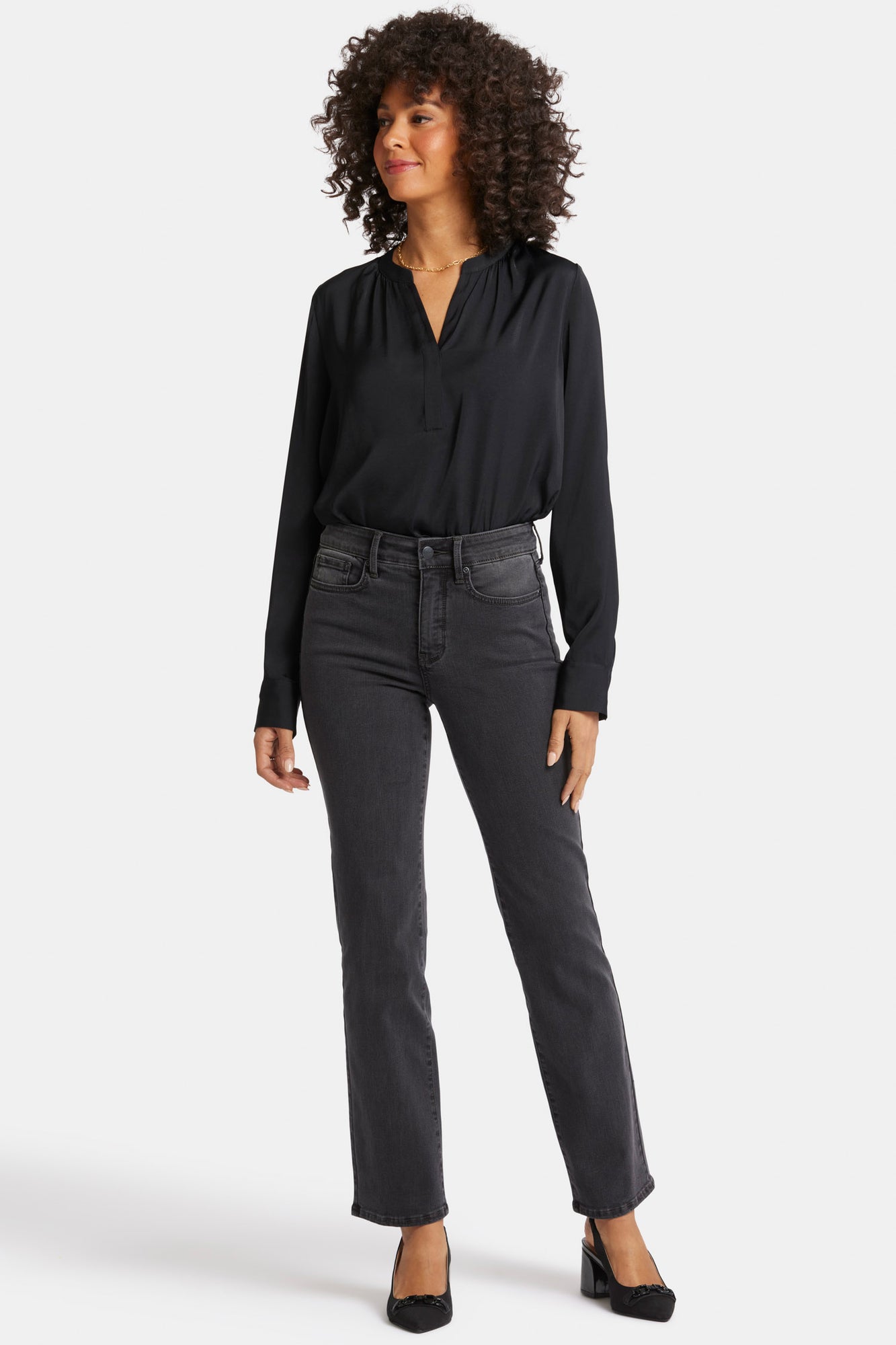 NYDJ Marilyn Straight Jeans In Long Inseam With High Rise - Cloud Stone