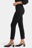 NYDJ Sheri Slim Ankle Jeans With Rolled Cheetah Cuffs - Black Rinse