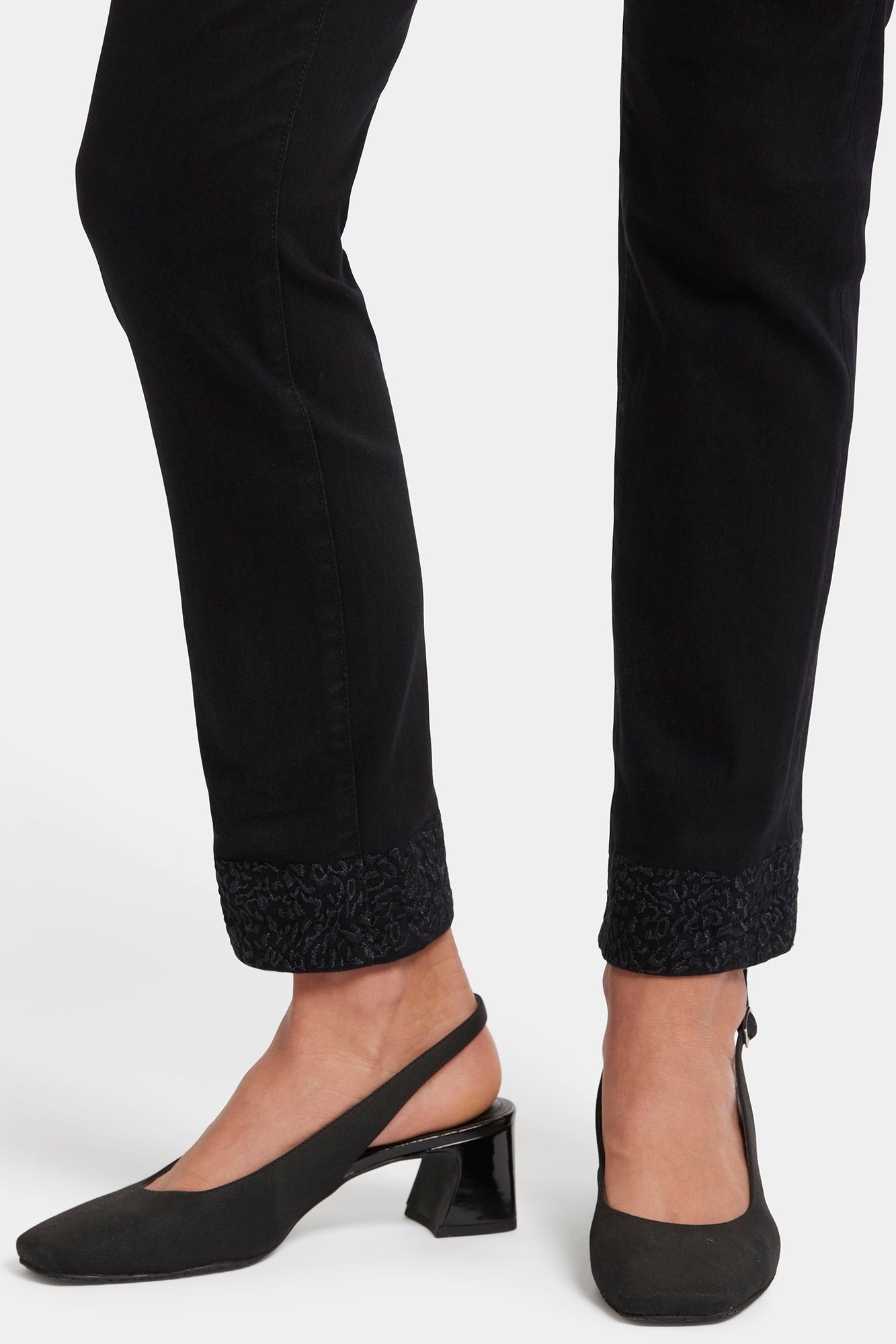 NYDJ Sheri Slim Ankle Jeans With Rolled Cheetah Cuffs - Black Rinse