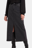 NYDJ High Rise Long Skirt With Center Front Slit - Cloud Stone