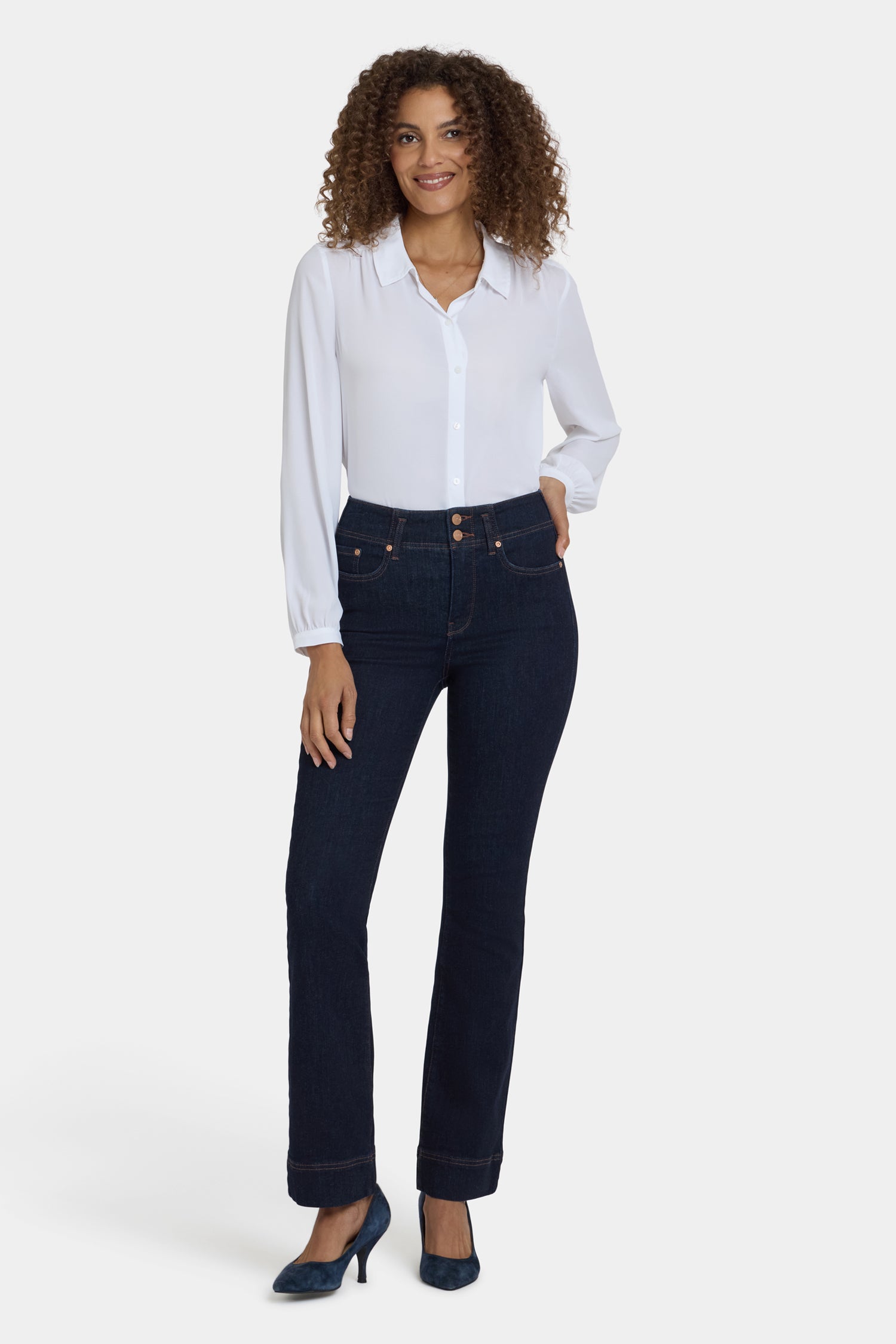 Barbara Bootcut Jeans With High Rise And Double-Button Waistband