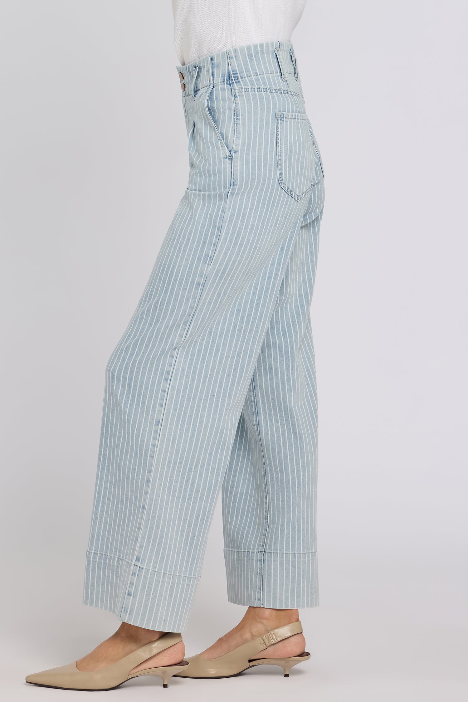 Simone Wide Leg Jeans With High Rise, Criss-Cross Belt Loop And 4