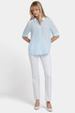 NYDJ Riley Silk Elbow Sleeved Blouse  - Aquatic