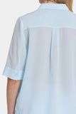 NYDJ Riley Silk Elbow Sleeved Blouse  - Aquatic