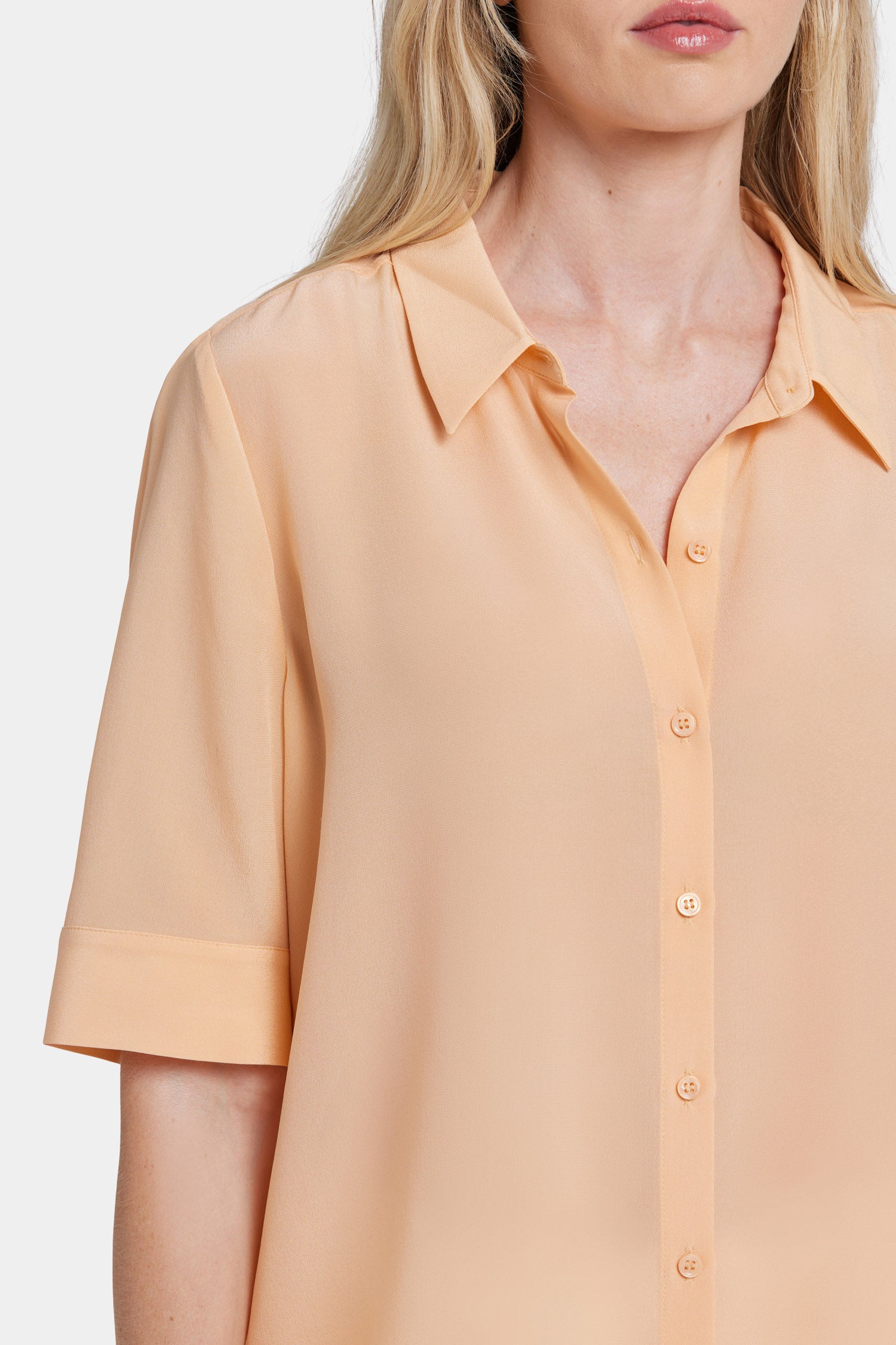 NYDJ Riley Silk Elbow Sleeved Blouse  - Apricot Nectar