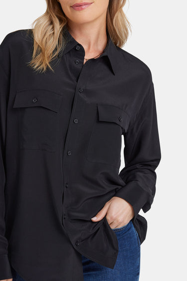 NYDJ Lauren Silk Blouse  - Black