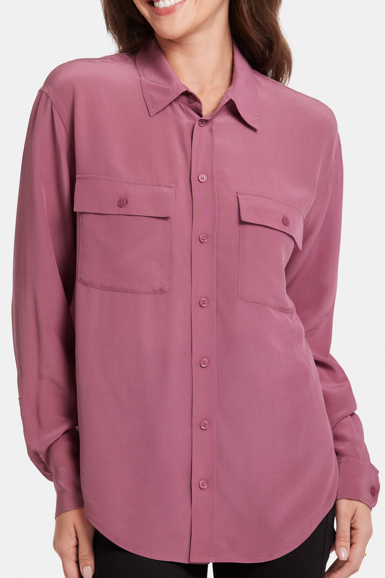 NYDJ Lauren Silk Blouse  - Crushed Berry