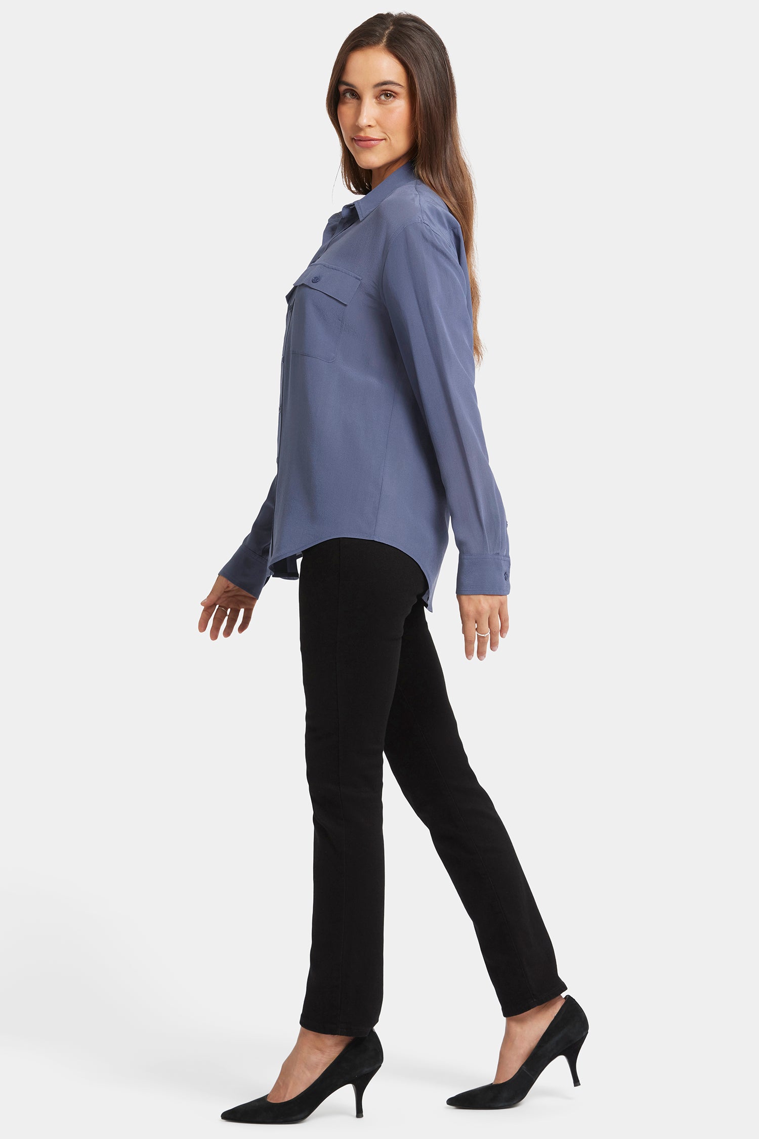 Lauren Silk Blouse - Cascade Lake Solids | NYDJ