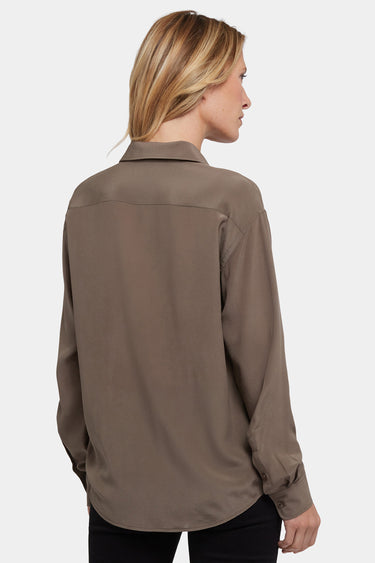 NYDJ Lauren Silk Blouse  - Dark Wood