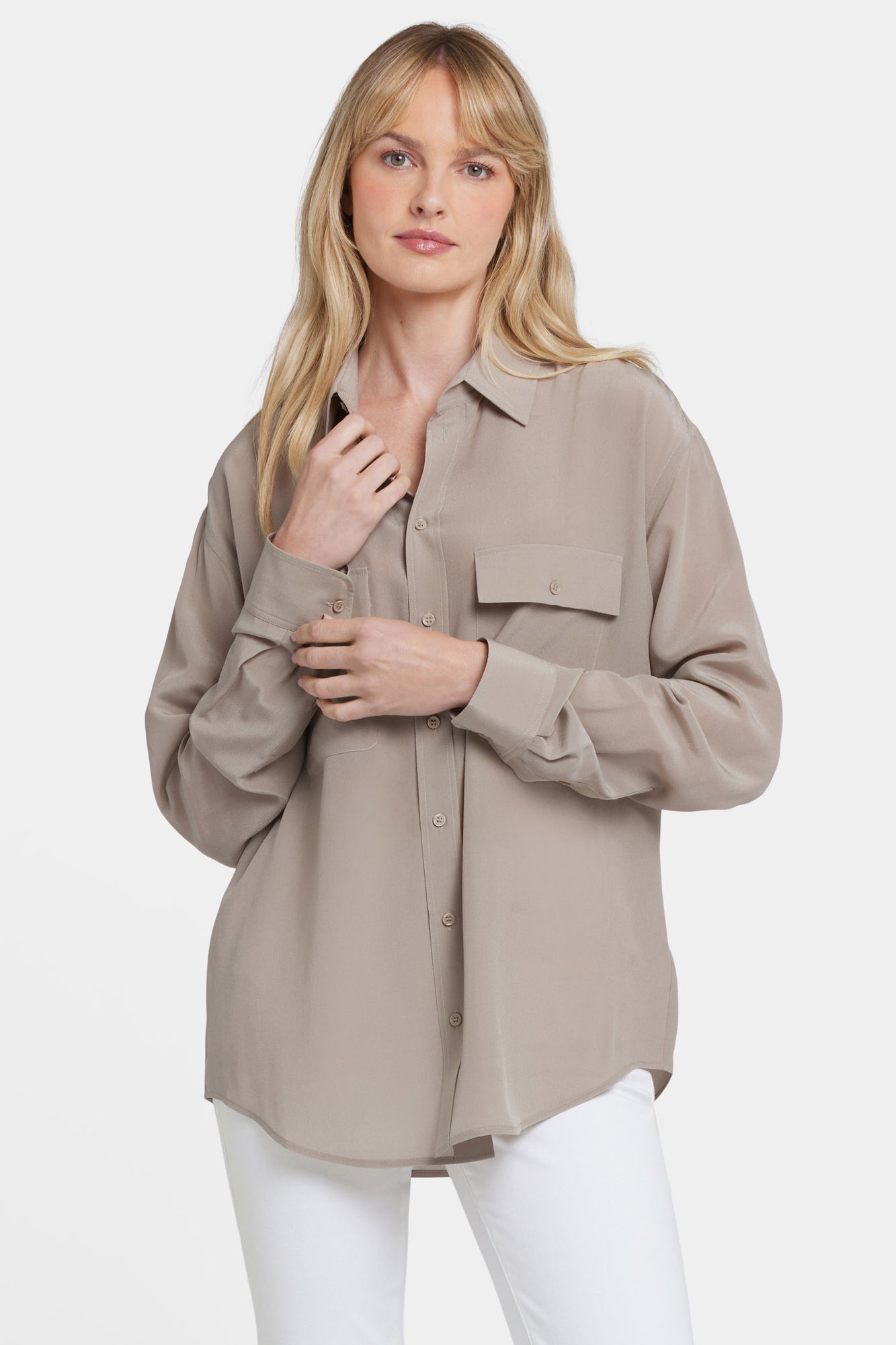 NYDJ Lauren Silk Blouse  - Saddlewood