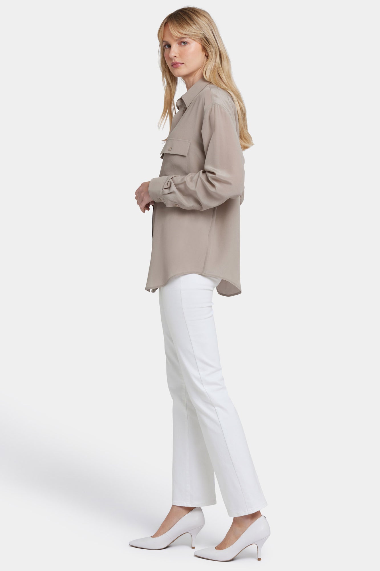 NYDJ Lauren Silk Blouse  - Saddlewood