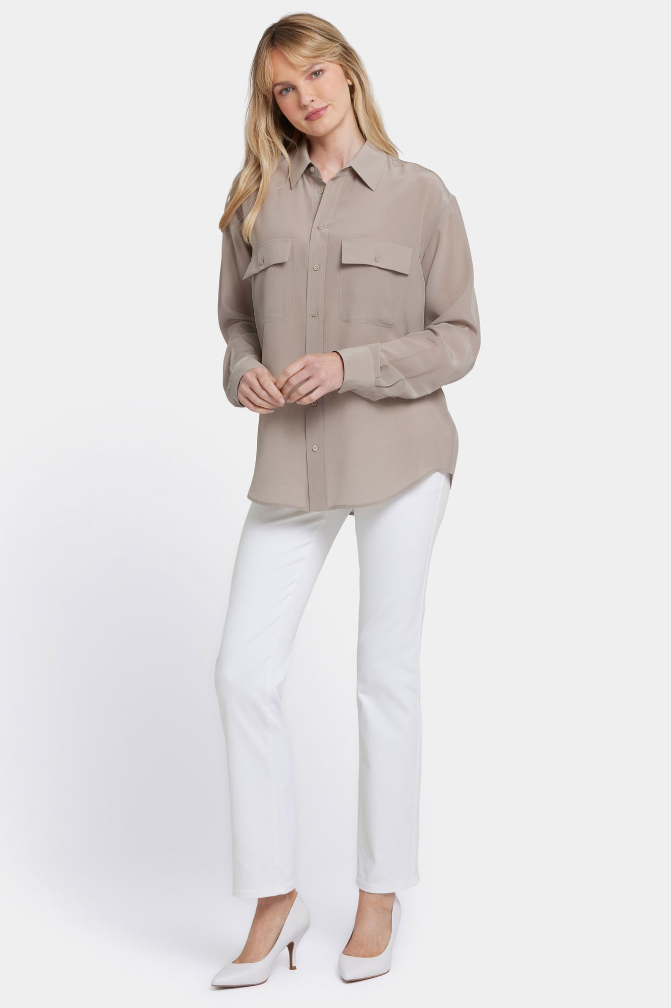 NYDJ Lauren Silk Blouse  - Saddlewood