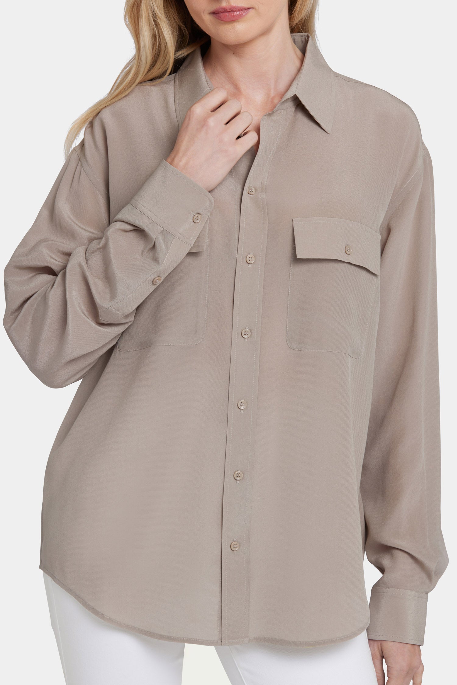 NYDJ Lauren Silk Blouse  - Saddlewood