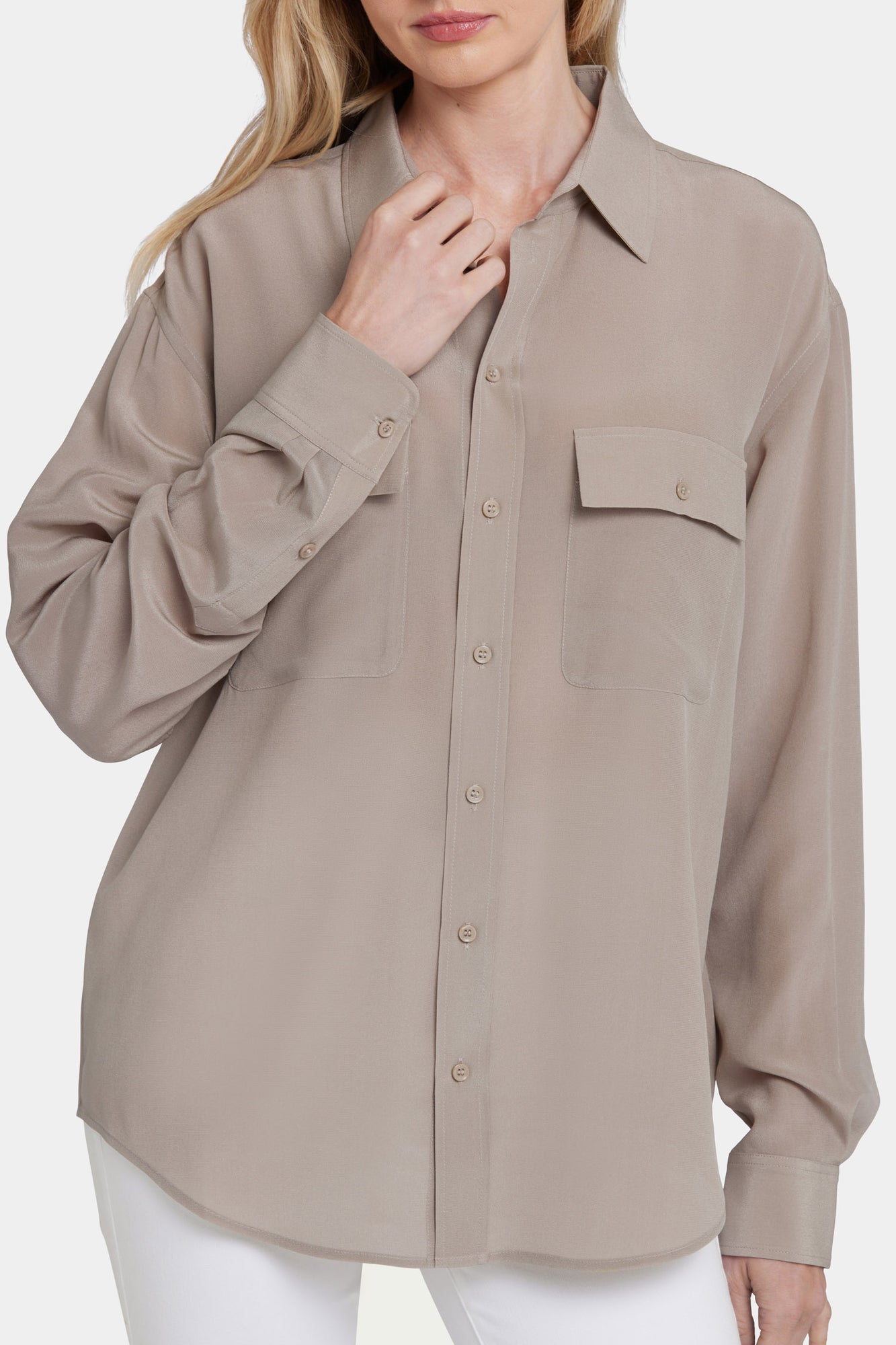 NYDJ Lauren Silk Blouse  - Saddlewood