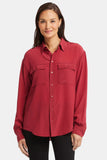 NYDJ Lauren Silk Blouse  - Wild Currant