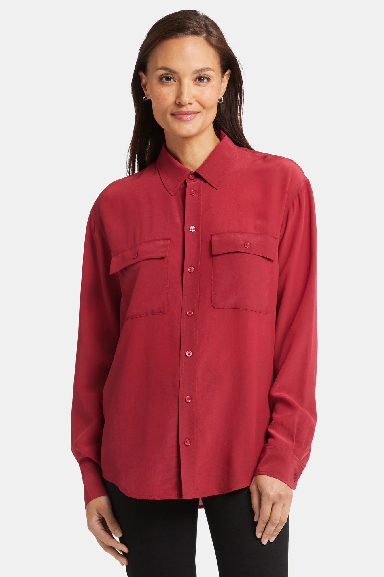 NYDJ Lauren Silk Blouse  - Wild Currant