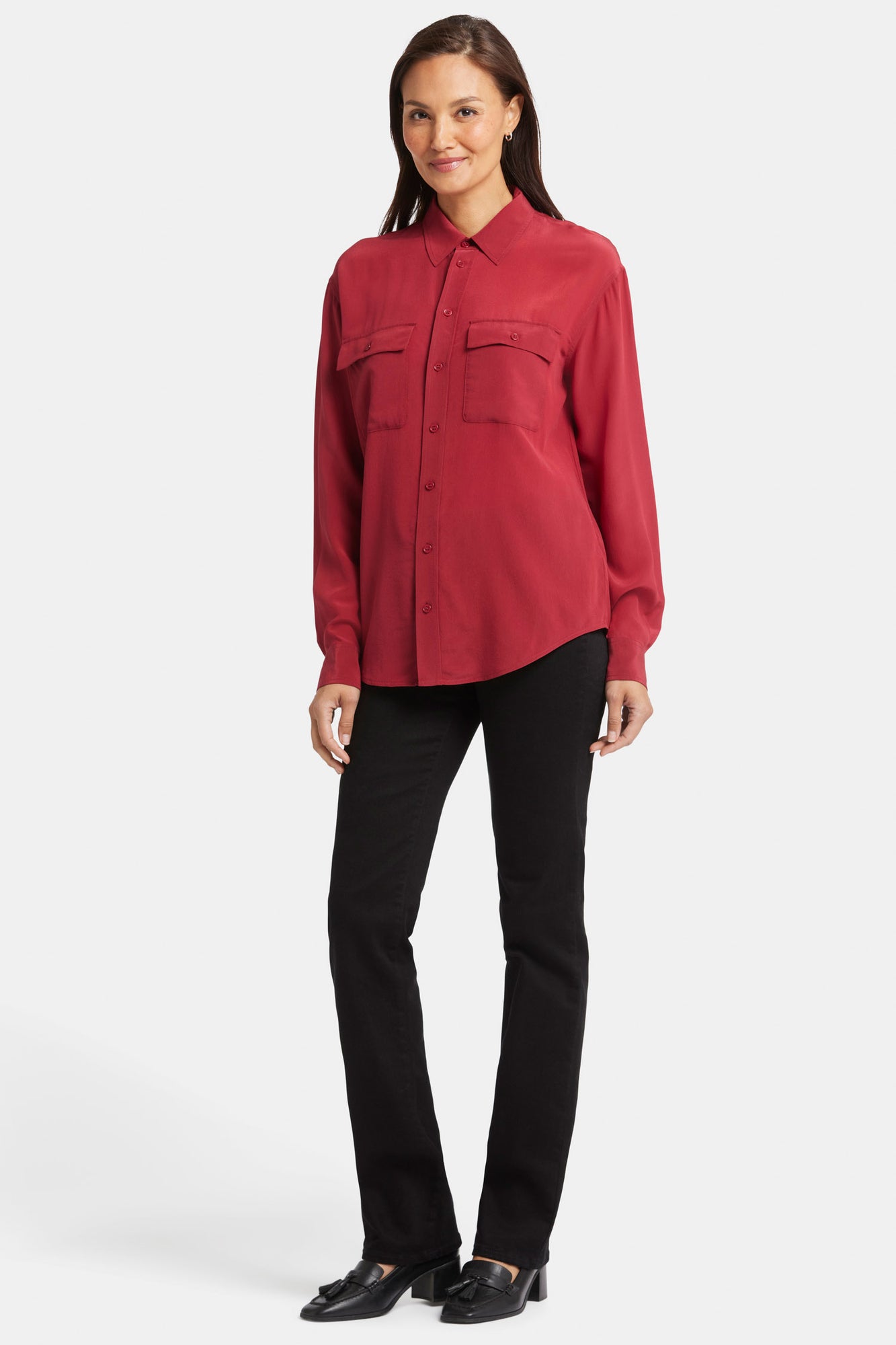 NYDJ Lauren Silk Blouse  - Wild Currant