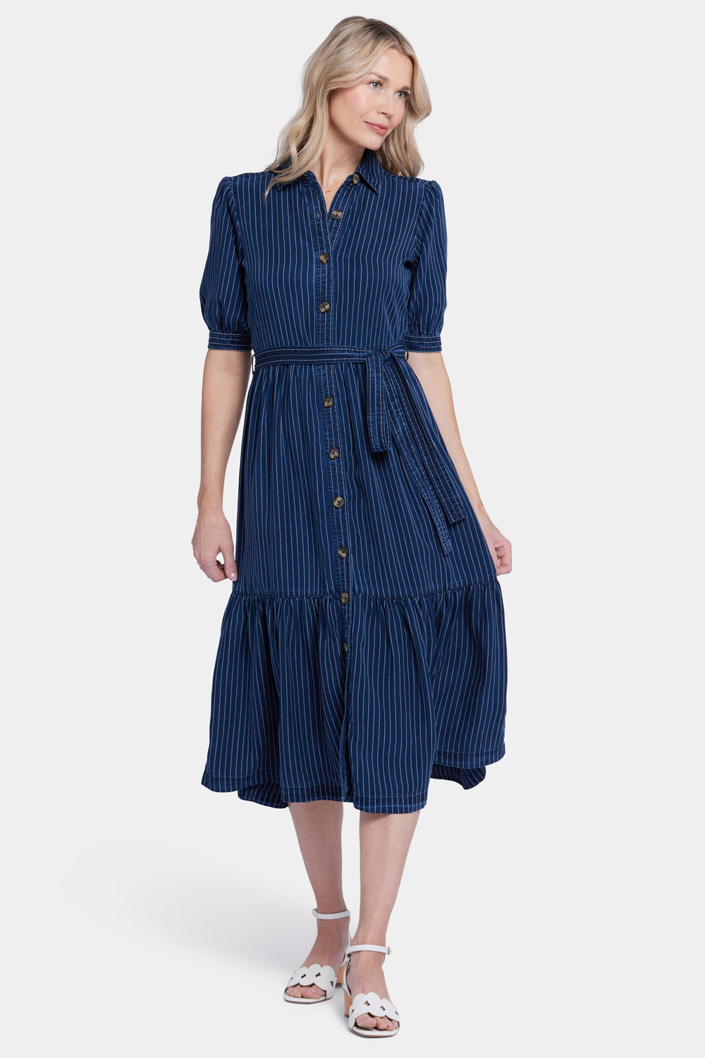 NYDJ Kate Ruffle Dress   - Dark Ocean