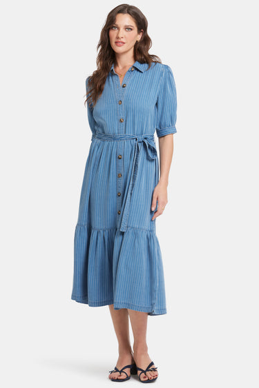 NYDJ Kate Ruffle Dress   - Light Marine