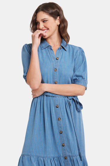 NYDJ Kate Ruffle Dress   - Light Marine