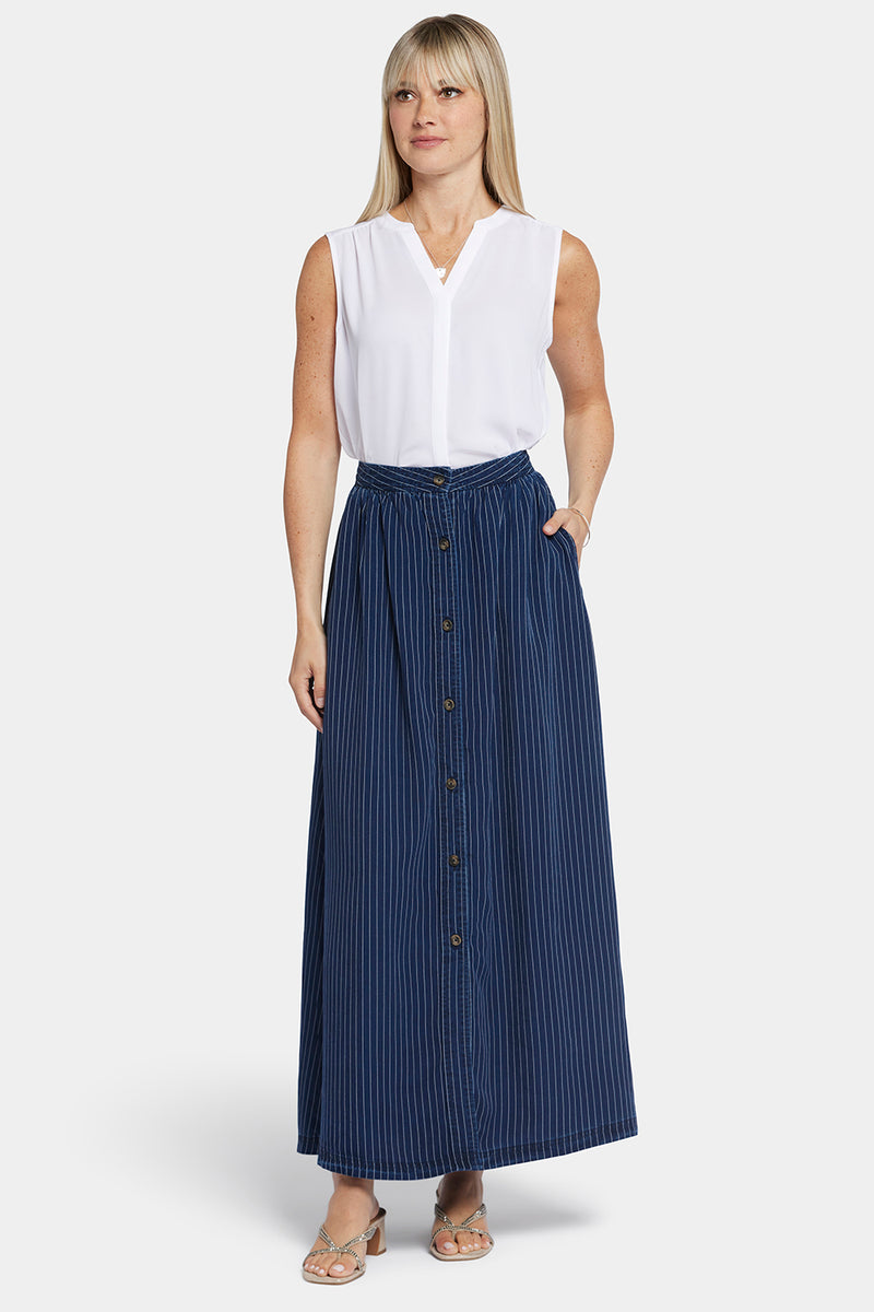 Button-Front Maxi Skirt - Dark Ocean Blue | NYDJ