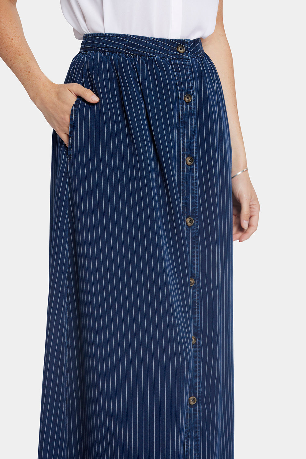 Button-Front Maxi Skirt - Dark Ocean Blue | NYDJ