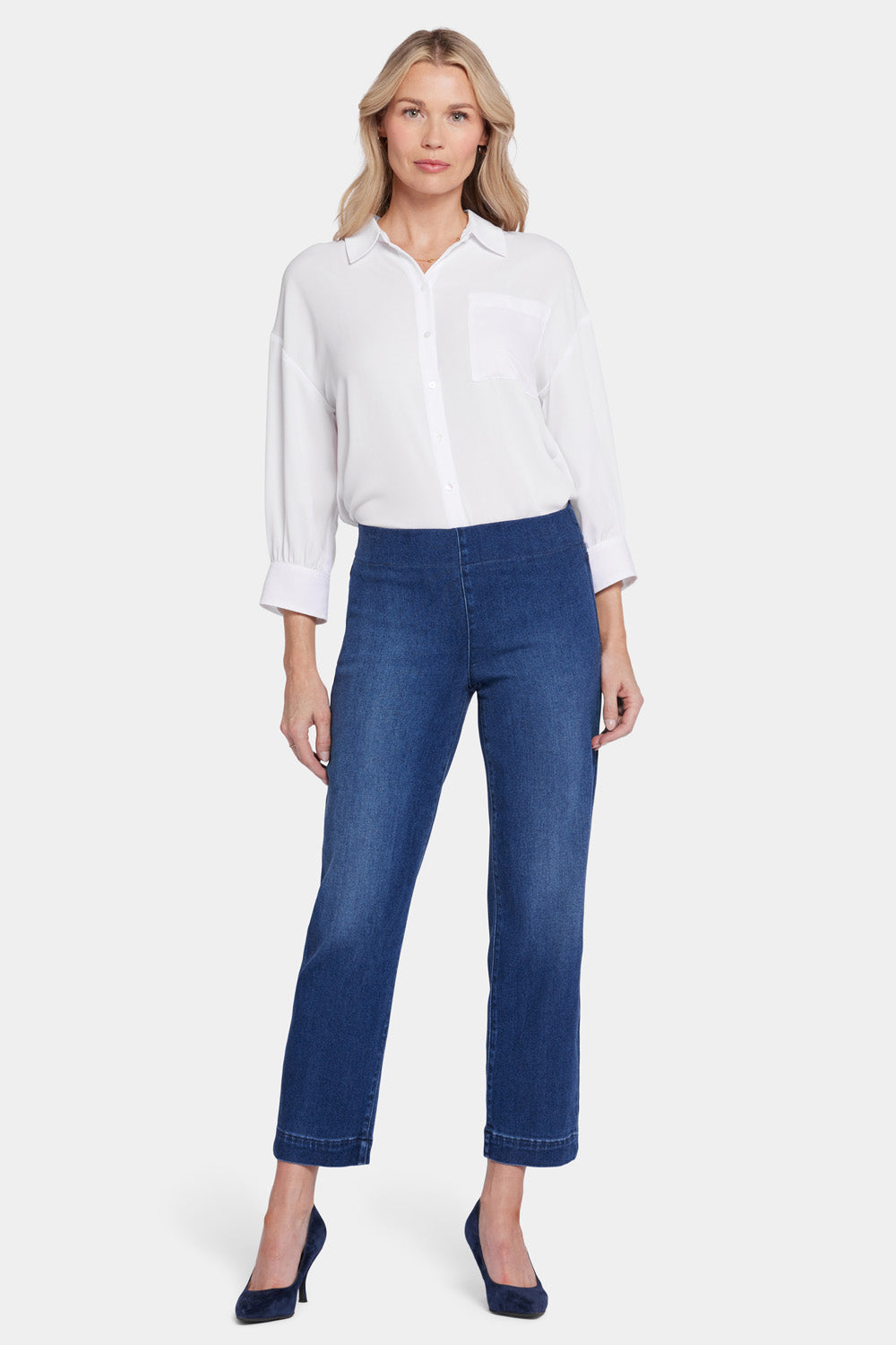 NYDJ Bailey Relaxed Straight Ankle Pull-On Jeans In Soft-Contour Denim™ - Mission Blue