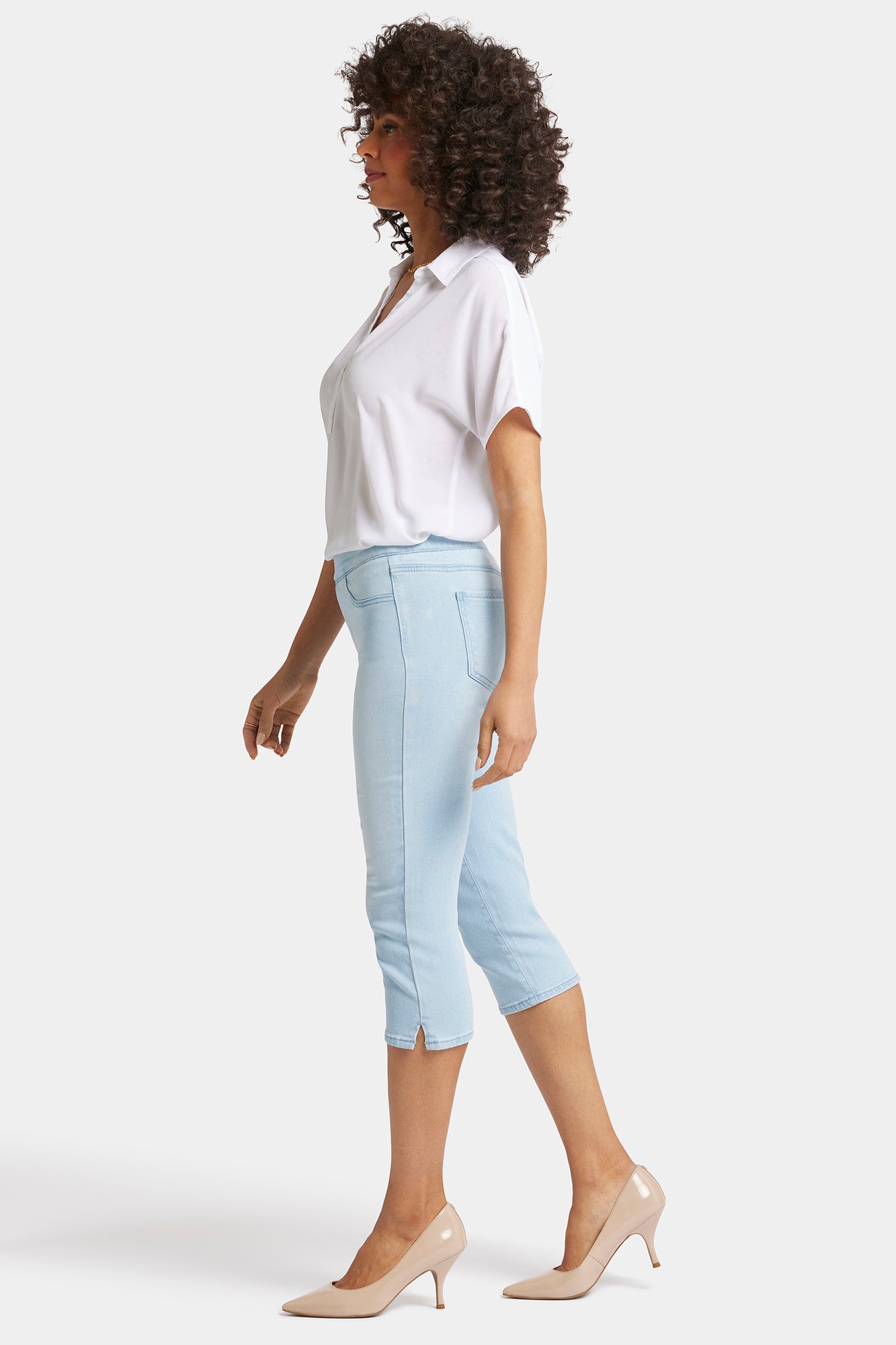 Dakota Crop Pull-On Jeans In Soft-Contour Denim™ With Side Slits -  Oceanfront Blue | NYDJ