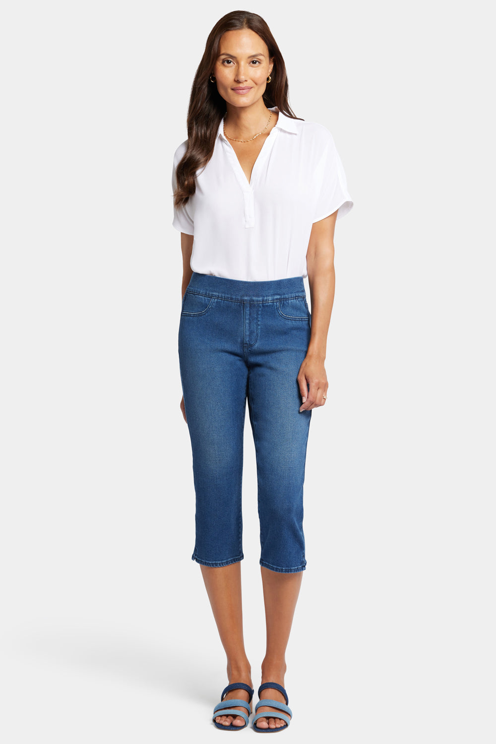 NYDJ Dakota Crop Pull-On Jeans  In Soft-Contour Denim™ With Side Slits - Olympus