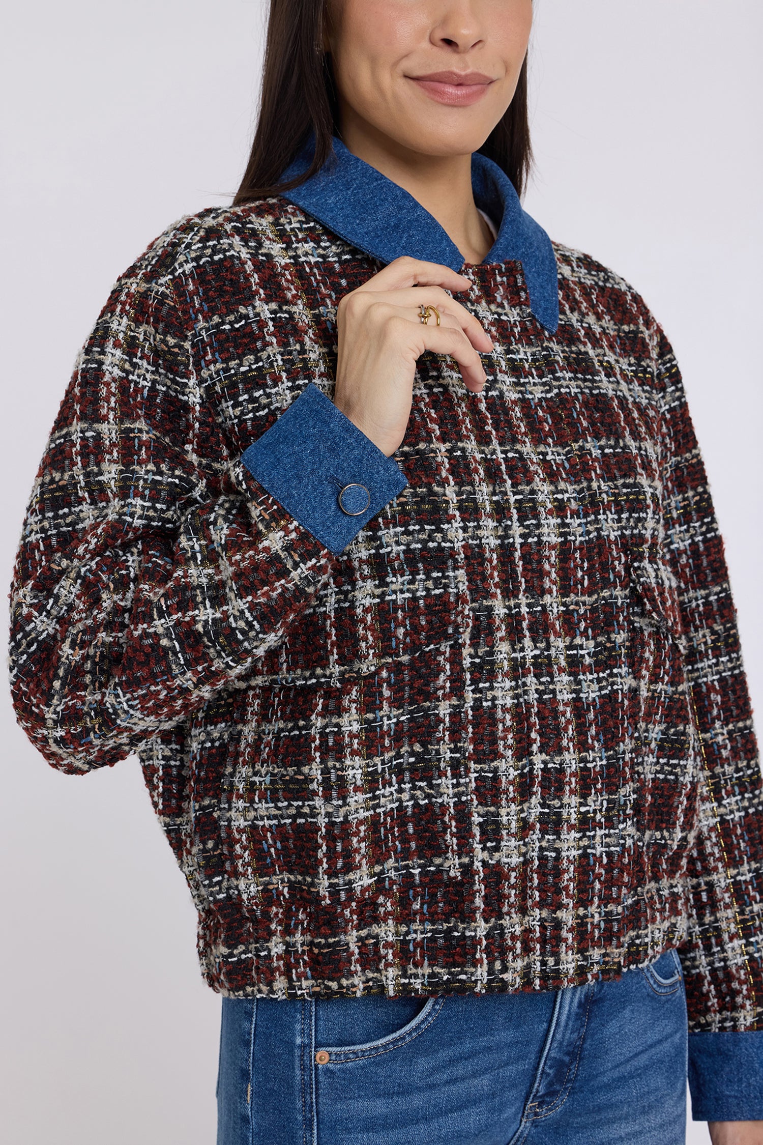 NYDJ Tweed Baseball Jacket  - Black Multi