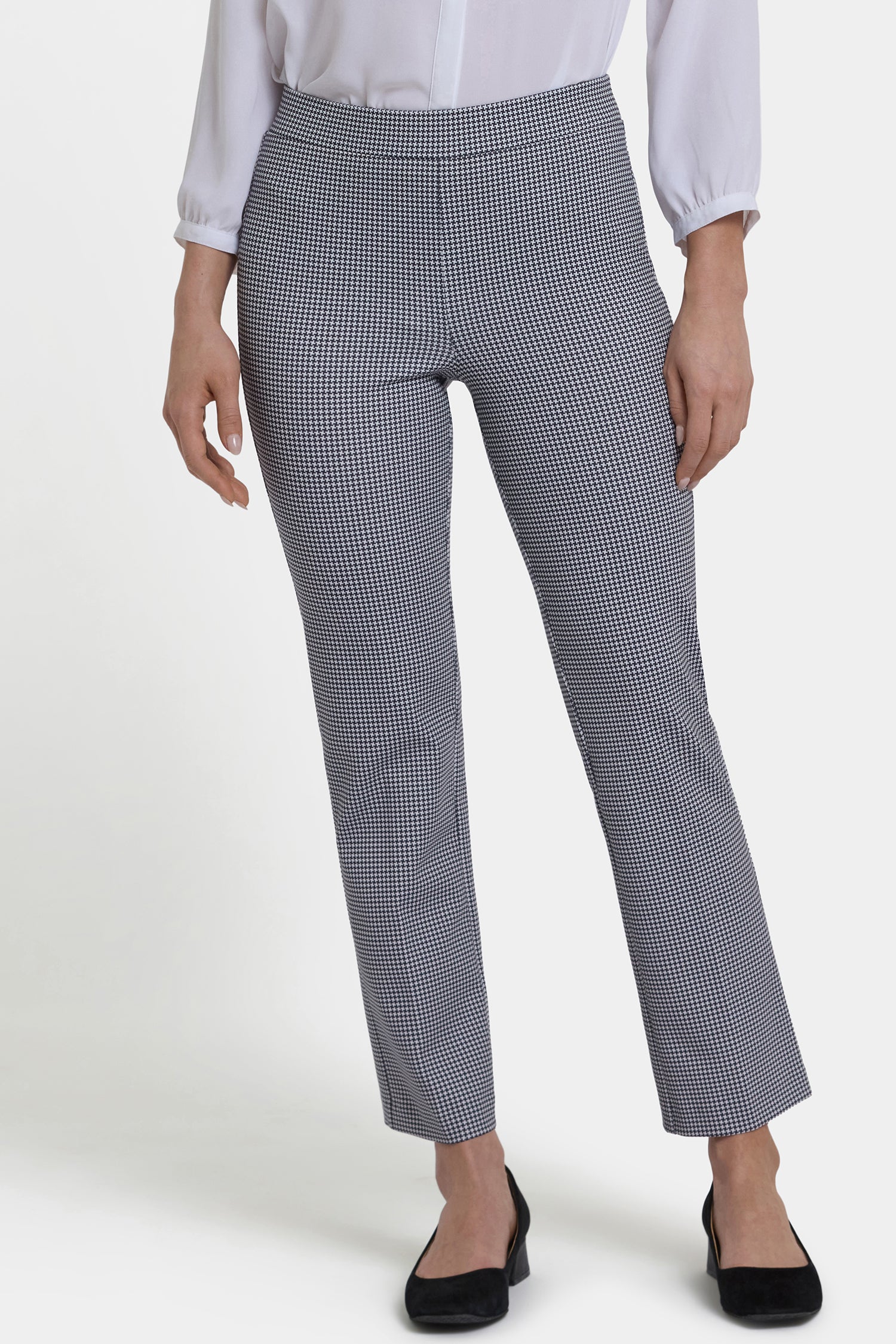 NYDJ Pull-On Slim Ankle Trouser Pants In Ponte Knit - Harris Houndstooth