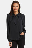 NYDJ Tie-Neck Blouse  - Black